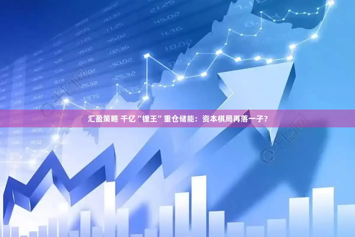 汇盈策略 千亿“锂王”重仓储能：资本棋局再落一子？